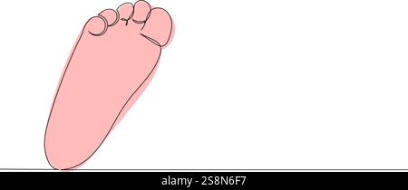 Fußskizze, durchgehende Linienzeichnung, Vektor Stock Vektor