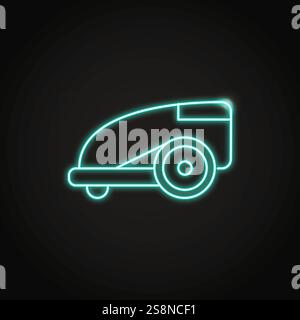 Neon Smart Rasenmäher Symbol im Linienstil. Symbol für Mähroboter. Vektorabbildung. Stock Vektor