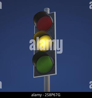 Typische Ampeln werden gelb angezeigt. 3D Abbildung Stockfoto