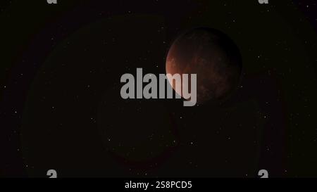 Roter Planet Mars im Weltraum. 3D Abbildung Stockfoto