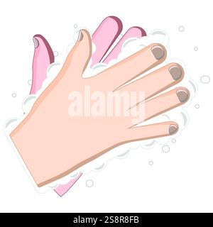 Vektor-Illustration zum Waschen der Hände, Grafik für medizinisches Poster oder Infografik zur Förderung der Sauberkeit, isoliert auf weißem Hintergrund Stock Vektor