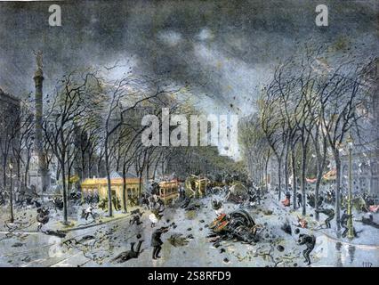 Schäden Sie an Chatelet Viertel von Paris nach einem Wirbelsturm 1896 Stockfoto
