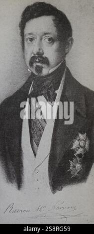 Porträt von Ramón María Narváez, 1. Herzog von Valencia (1800–1868), einem spanischen Soldaten und Staatsmann. Aus dem 19. Jahrhundert Stockfoto