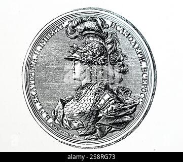 Medaille, Katharina die Große (1729-1796) ehemalige Kaiser von ganz Russland. Vom 18. Jahrhundert Stockfoto