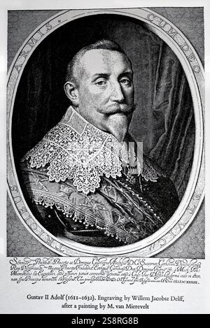 Graviert Portrait von Gustavus Adolphus von Schweden (1594-1632) König von Schweden. Vom 17. Jahrhundert Stockfoto
