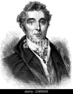 Portrait von Arthur Wellesley, 1. Herzog von Wellington (1769-1852) eine anglo-irischen Soldat, Staatsmann, und führenden militärischen und politischen Persönlichkeiten. Vom 19. Jahrhundert Stockfoto