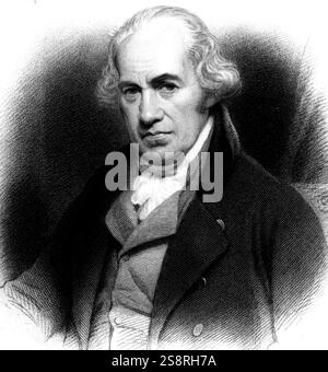 Portrait von James Watt (1736-1819) ein schottischer Erfinder, Maschinenbauingenieur und Chemiker. Vom 19. Jahrhundert Stockfoto