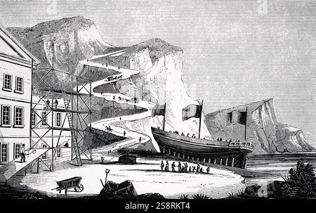 Gravur, die verschiedene Anwendungen der schiefen Ebene. Vom 19. Jahrhundert Stockfoto