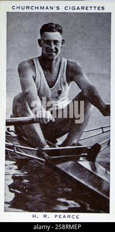 Zigarette Karte Übersicht: Henry Robert "Bobby" Pearce (1905 - 1976), eine Australische sculler und Goldmedaillengewinner in der einzigen sculls an den Olympischen Spielen 1928 in Amsterdam und der Olympischen Sommerspiele 1932 in Los Angeles. Vom 20. Jahrhundert Stockfoto