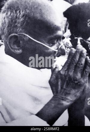 Mohandas Karamchand Gandhi 1869 - 1948) war der bedeutendste Führer der indischen Unabhängigkeitsbewegung in Britisch - Indien regiert. Stockfoto