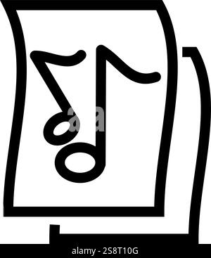 Vektor des Symbols „Musik auf Papier“. Geeignet für mobile Apps, Web-Apps und Printmedien. Stock Vektor