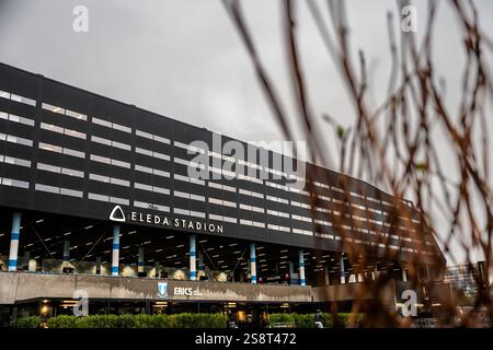MALMÖ , 23-01-2025 , Malmö neues Stadion , Saison 2024 / 2025 , UEFA Europa League, Fußball. Während des Spiels Malmö - FC Twente, Stadion mit Außenansicht Stockfoto