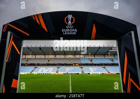 MALMÖ , 23-01-2025 , Malmö neues Stadion , Saison 2024 / 2025 , UEFA Europa League, Fußball. Während des Spiels Malmö - FC Twente, Innenansicht Stadion Stockfoto