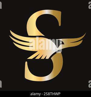 Initial Letter S Flying Eagle Logo Konzept für Geschwindigkeitssymbol und Transportsymbol Vektorschild Stock Vektor