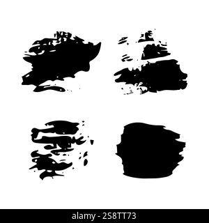 Skizzieren Sie Scribble Schlieren. Set mit vier handgezeichneten Paint Scribble Flecken. Vektorabbildung. Stock Vektor