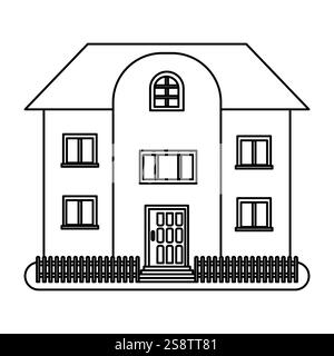 Haus in dünner Linie auf weißem Hintergrund. Vektorabbildung. Stock Vektor