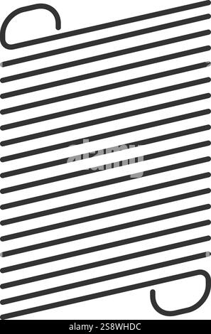 Nahaufnahme einer Spiralfeder aus Metall mit regelmäßig abgesetzten Spulen, die eine flexible und elastische Struktur schafft, isoliert auf weißem Hintergrund, ideal für Stock Vektor
