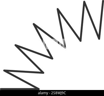 Einfache Linienzeichnung einer Spiralfeder aus Metall, die ein Zickzackmuster bildet, isoliert auf weißem Hintergrund, die Konzepte wie Flexibilität repräsentiert Stock Vektor