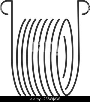 Durchgehende Linienzeichnung, die eine gespannte Metallspulenfeder zeigt, die elegant eine Parabel bildet, auf einem sauberen weißen Hintergrund, die ihre betont Stock Vektor
