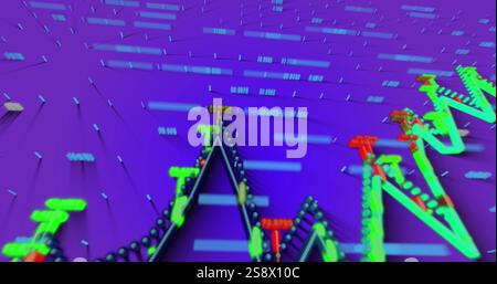 Bild der Datenverarbeitung und Diagramme auf blauem Hintergrund Stockfoto