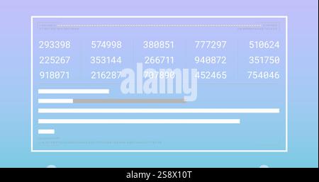 Bild der Datenverarbeitung und Diagramme auf blauem Hintergrund Stockfoto