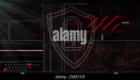 Abbildung: Datenverarbeitung über Vorhängeschloss und Schild Stockfoto