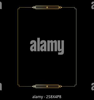 Goldener geometrischer Rahmen. Luxuriöse goldene Borte. Schwarzer Hintergrundkontrast. Vektor-Art-Deco. Stock Vektor