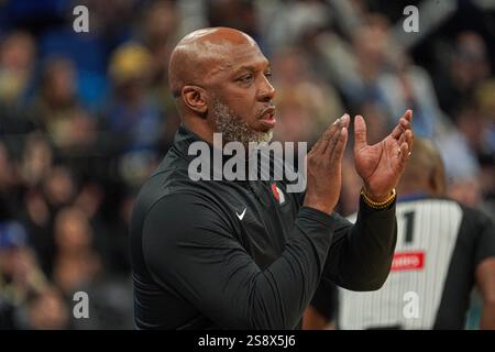 Orlando, Florida, USA, 23. Januar 2025, Portland Trail Blazers Cheftrainer Chauncey Billups im Kia Center. (Foto: Marty Jean-Louis/Alamy Live News Stockfoto