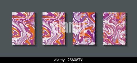 Textur aus flüssigem Marmor abstrakte rosa flüssige Texturen auf schwarzem Hintergrund. Abstraktes Marmormuster. Flüssige Kunst. Design für Banner, Karten. Stock Vektor