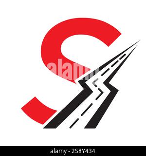 Ursprüngliches Straßenlogodesign auf Buchstabe S für Transport- und Frachtsymbolvektor Stock Vektor
