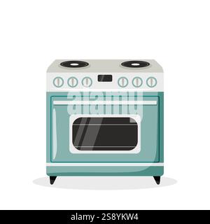 Retro-Küchenherd-Illustration in Pastellfarben Stock Vektor