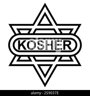 Schwarz-weiß-Stern von David Kosher Zertifizierungssymbol Stock Vektor