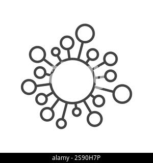 Neuronale Netze mit Liniensymbol auf weißem Hintergrund isoliert Stock Vektor