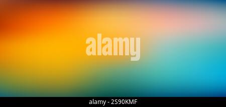 Ein lebendiger und glatter Hintergrund mit Farbverlauf, der nahtlos von warmen Orange- und Gelbtönen in kühle Blau- und Blautöne übergeht, perfekt für den Einsatz im Web Stock Vektor