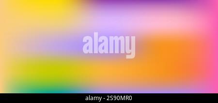Lebendiger und farbenfroher Hintergrund mit Farbverlauf und einer nahtlosen Mischung aus pastellfarbenen Vektorgrafiken, die Spaß und Verspieltheit haben Stock Vektor
