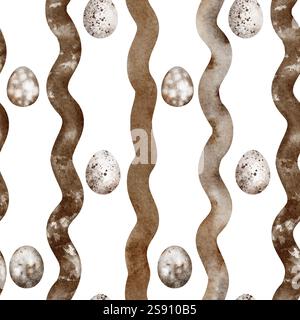 Streifen nahtloses Vintage-Muster mit Osterei Stockfoto