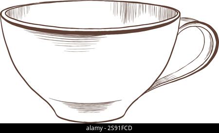 Klassische einfache Tasse mit elegantem Griff als Küchenutensilien und Symbol für Tee- oder Kaffeetrinken, Feiern oder einfach nur eine Pause. Vektor Stock Vektor