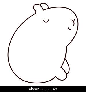 Kawaii süße Umrisse Capybara. Farbzeichnung der Seitenlinie. Stock Vektor