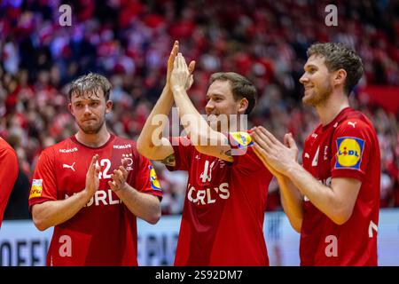 Herning, Dänemark. Januar 2025. Simon Pytlick (43) aus Dänemark nach dem Spiel der IHF Handball-Weltmeisterschaft 2025 zwischen Dänemark und der Schweiz bei Jyske Bank Boxen in Herning. Stockfoto