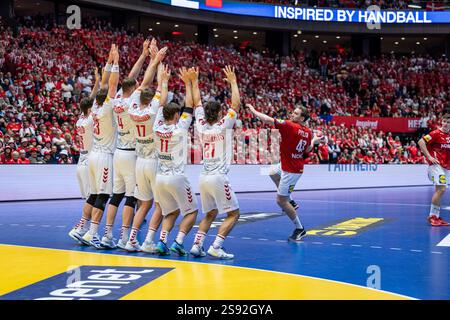 Herning, Dänemark. Januar 2025. Simon Pytlick (43) aus Dänemark beim IHF Handball-WM-Spiel der Männer zwischen Dänemark und der Schweiz 2025 bei Jyske Bank Boxen in Herning. Stockfoto