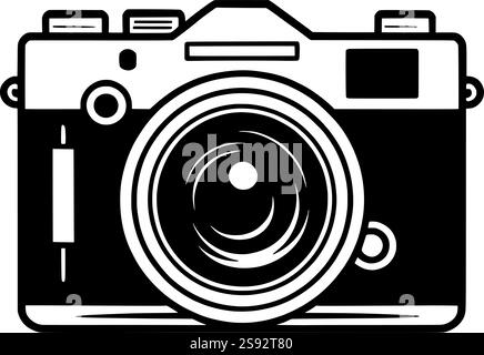 Schwarze Silhouette einer alten Fotokamera Stock Vektor