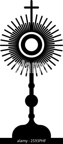 Monstrance Christi Sakrament der eucharistie Icon schwarz Farbe Vektor Illustration Bild flach Stil einfach Stock Vektor