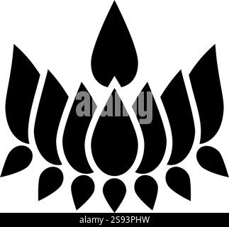 Ayyavazhi Lotus trägt Naman Symbol Symbol Symbol Schwarz Farbe Vektor Illustration Bild flach Stil einfach Stock Vektor