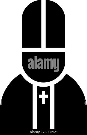 Papst katolischer Mann Kirche Bischof Icon schwarze Farbe Vektor Illustration Bild flach Stil einfach Stock Vektor