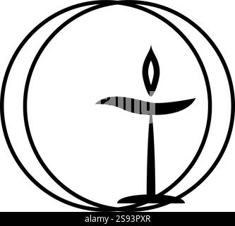 Flammender Kelch Symbol Unitarischer Universalismus Konzept Icon Schwarz Farbe Vektor Illustration Bild flach Stil einfach Stock Vektor