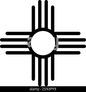 Zia-Symbol altes Sonnenemblem Element von New Mexico Flagge Symbol Schwarz Farbe Vektor Illustration Bild flach Stil einfach Stock Vektor