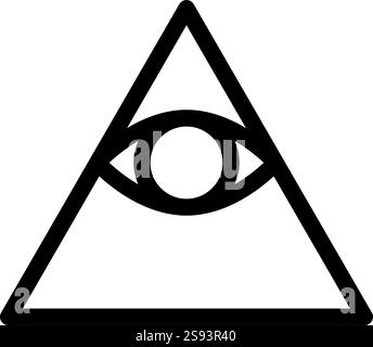 Kao geben alle sehenden Augen in Pyramide im Dreieck Illuminati Symbol Freimaurer Symbol Schwarz Farbe Vektor Illustration Bild flach Stil einfach Stock Vektor
