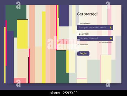 Kontoanmeldung und Kennwortformular. Abbildung des Entwurfskonzepts der Login-ui ux. Vorlage für Landing-Page Stock Vektor