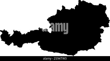 Österreich Land Vektor Schwarze Karte Europa Nation isolierte Karte Silhouette Illustration grafisches Design Stock Vektor