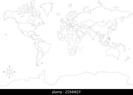 Welt Land Nationen isolierte Karte Illustration grafisches Design Stock Vektor